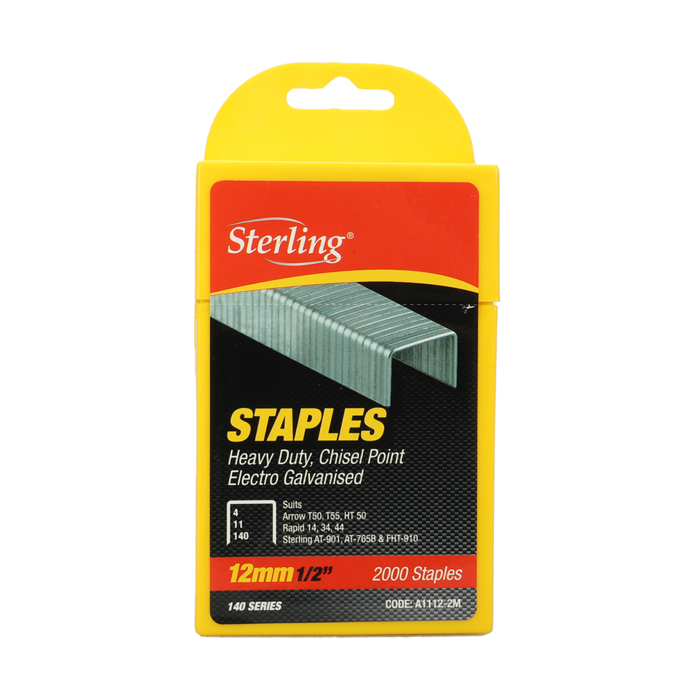 Sterling brand pack of heavy-duty electrogalvanized staples, 12 mm (1/2 in), 2000 staples