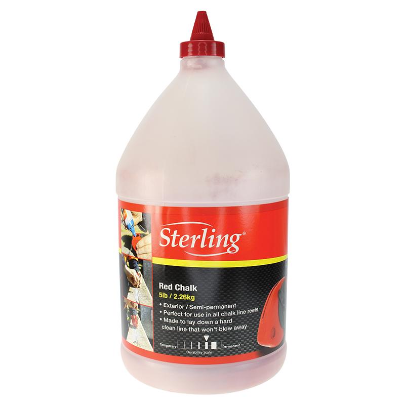 Bottle of Sterling Red Chalk, 5 lb (2.26 kg), for exterior chalk line work and laying down a clean line