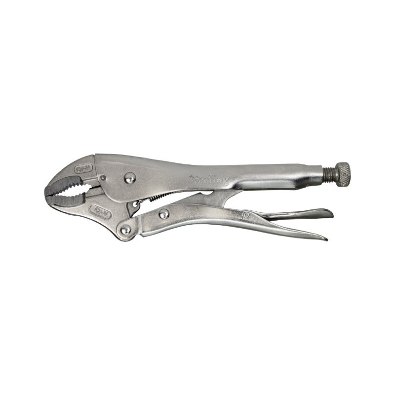 Locking pliers (vise-grip) with adjustable screw handle for locking grip and release mechanism