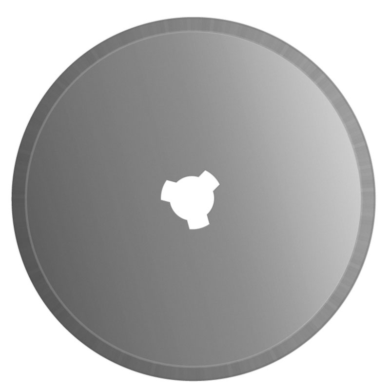 Top-down view of a gray rotary dial or knob viewed from above, with a white central notch.