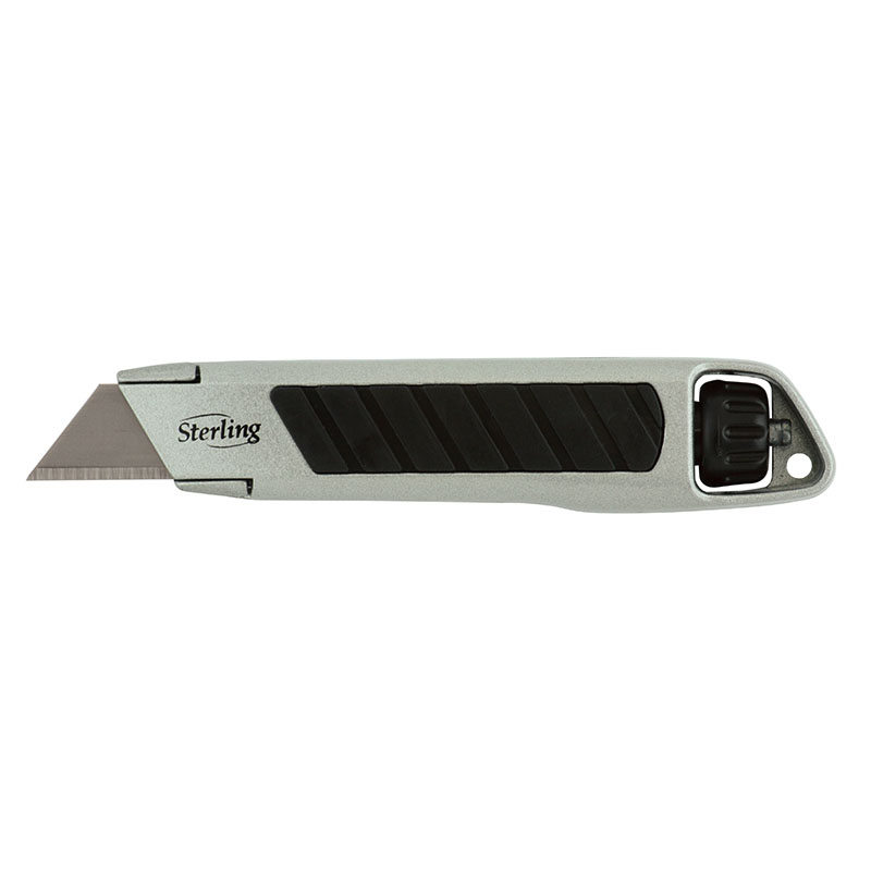 Sterling retractable utility knife with black grip and extended blade