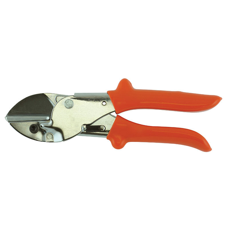 Orange-handled cutting pliers or tin snips with metal jaws, a hand tool for cutting thin sheet materials