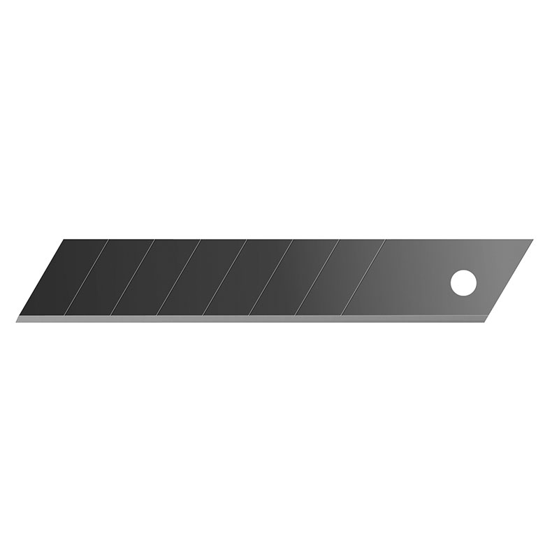 Slanted metal gauge strip with diagonal grooves and a circular hole near the right end.