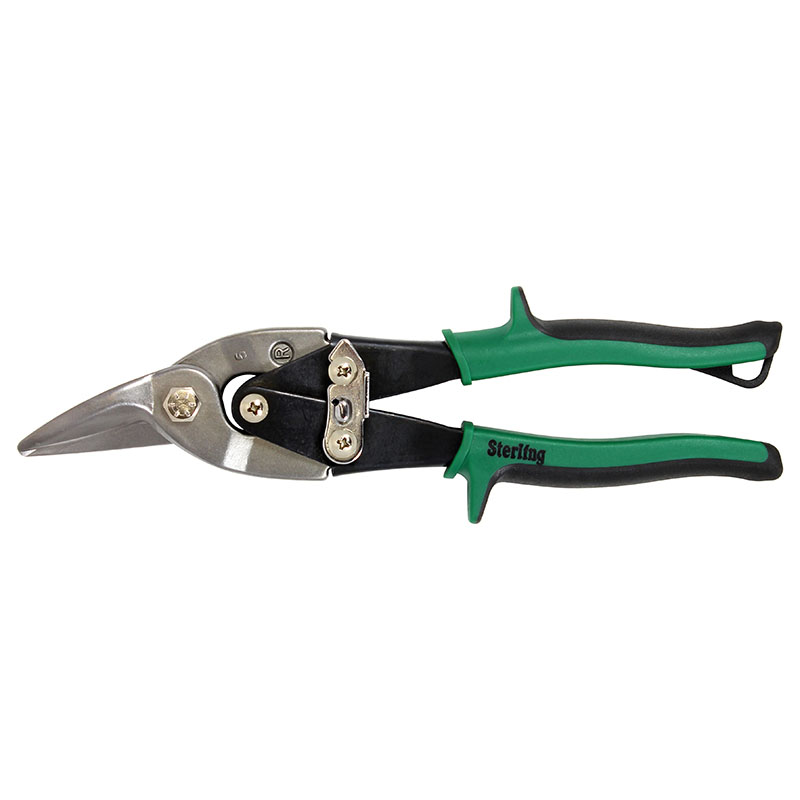 Green and black-handled pruning shears (bypass pruner) with long, sharp blades for cutting small branches in gardenside work