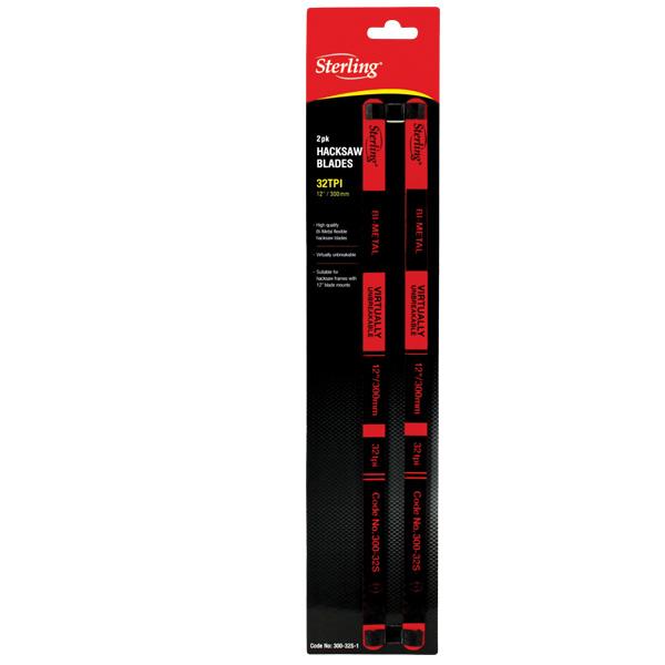Sterling 2-pack hacksaw blades with 32 TPI in red and black packaging.