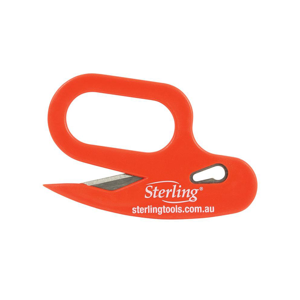 Orange safety scissors with a rounded loop handle and short blunt blade (Sterling Tools)