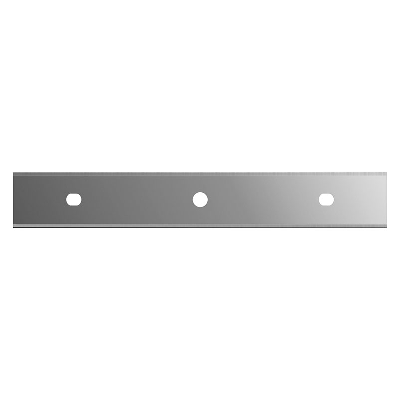 Long gray metal mounting rail with three evenly spaced holes for screws/bolts in a row