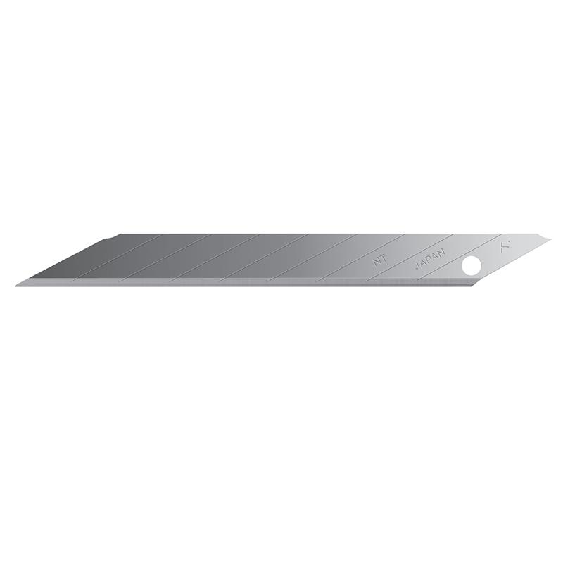 Single-edged razor blade with a hole near the base and diagonal groove lines for cutting tasks