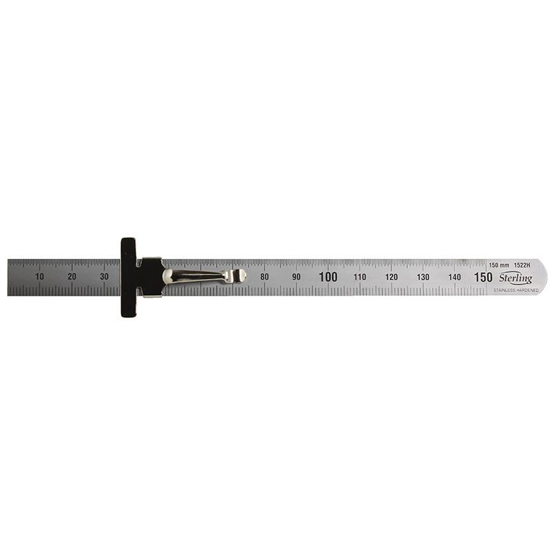 150mm/6in Matt Stainless Rule with Pocket Clip Metric Imperial